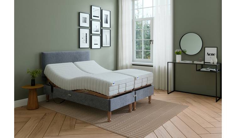 Mibed Adjustable Bed with Mattress Grey Kingsize, imported from the UK