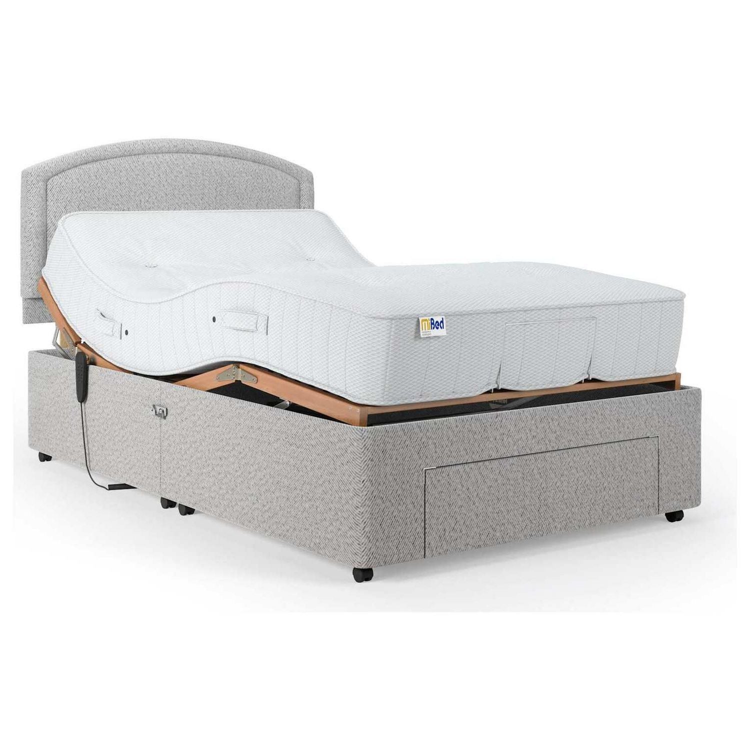 Mibed Small Double Adjustable Bed with Storage Drawer and Mattress in Grey, imported from the UK