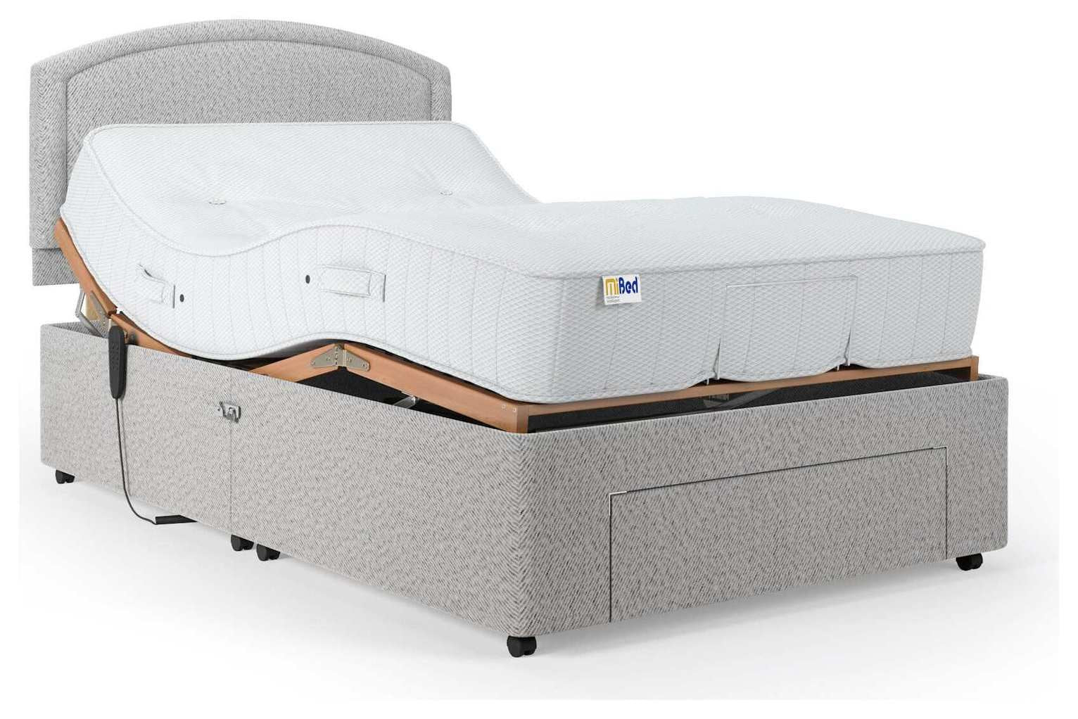 Mibed Small Double Adjustable Bed with Storage Drawer and Mattress in Grey, imported from the UK