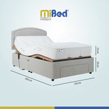 Mibed Small Double Adjustable Bed with Storage Drawer and Mattress in Grey, imported from the UK
