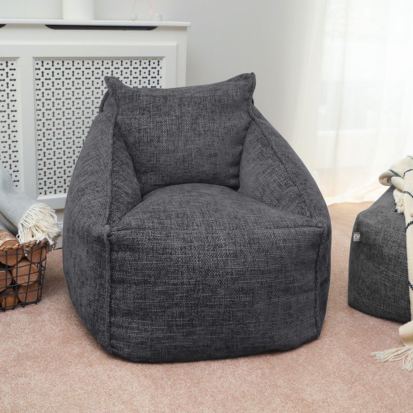 rucomfy Bean Bag Chair Slate Grey 6kg, imported from the UK