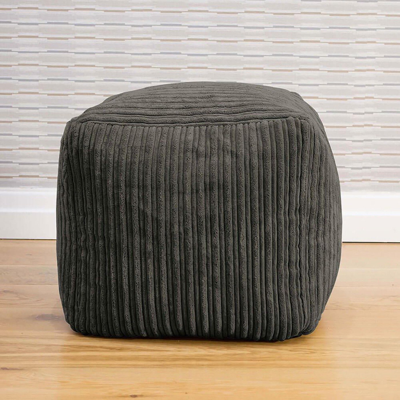 rucomfy slate grey bean bag cube 38cm, imported from the UK