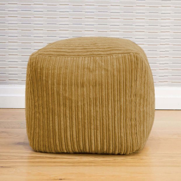 rucomfy Jumbo Cord Cube Bean Bag Mustard 38cm, imported from the UK