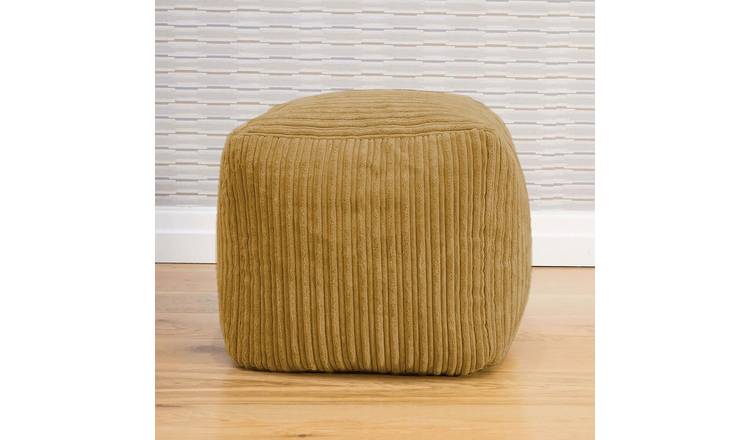 rucomfy Jumbo Cord Cube Bean Bag Mustard 38cm, imported from the UK