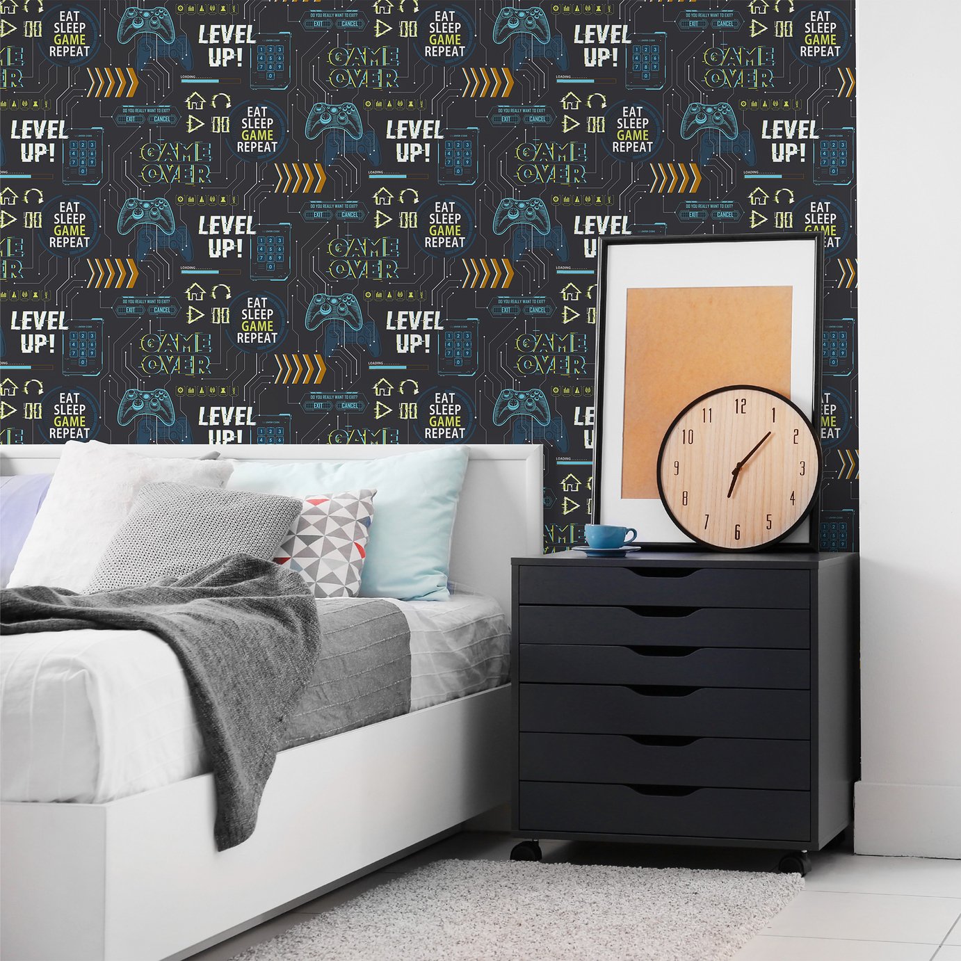 Fresco Game Over Black wallpaper 52cm x 10m roll - British product