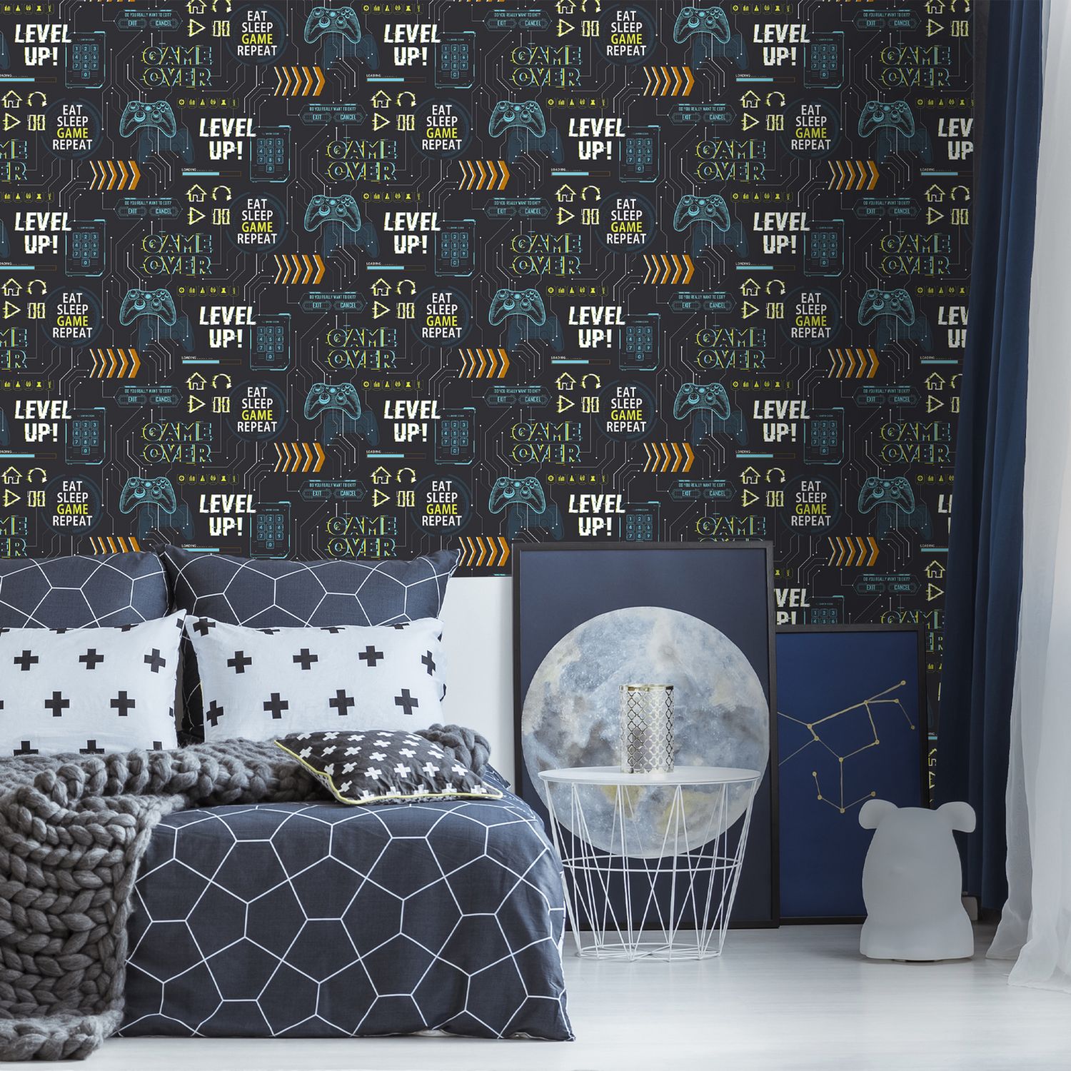 Fresco Game Over Black wallpaper 52cm x 10m roll - British product