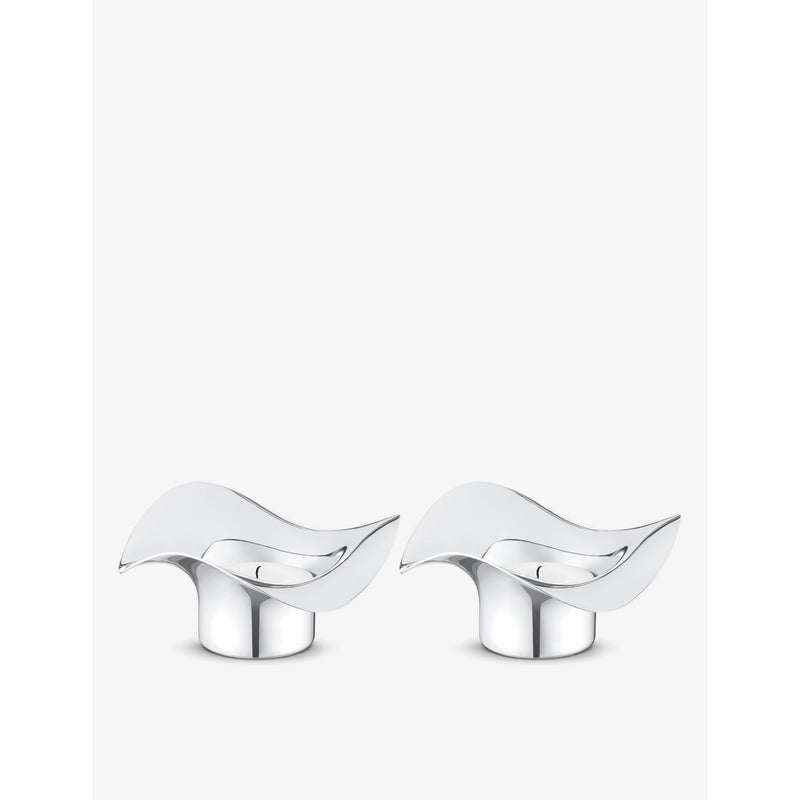 Georg Jensen Cobra tealight holders stainless steel set of two (British brand)