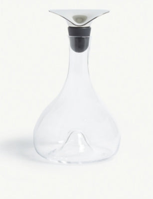 Georg Jensen glass wine carafe 26.7cm with steel pourer, UK version