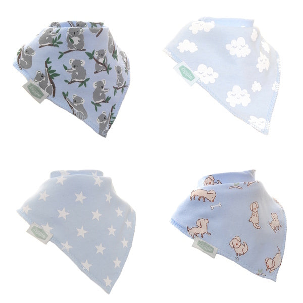 Ziggle baby bibs blue pack 4 (British brand)