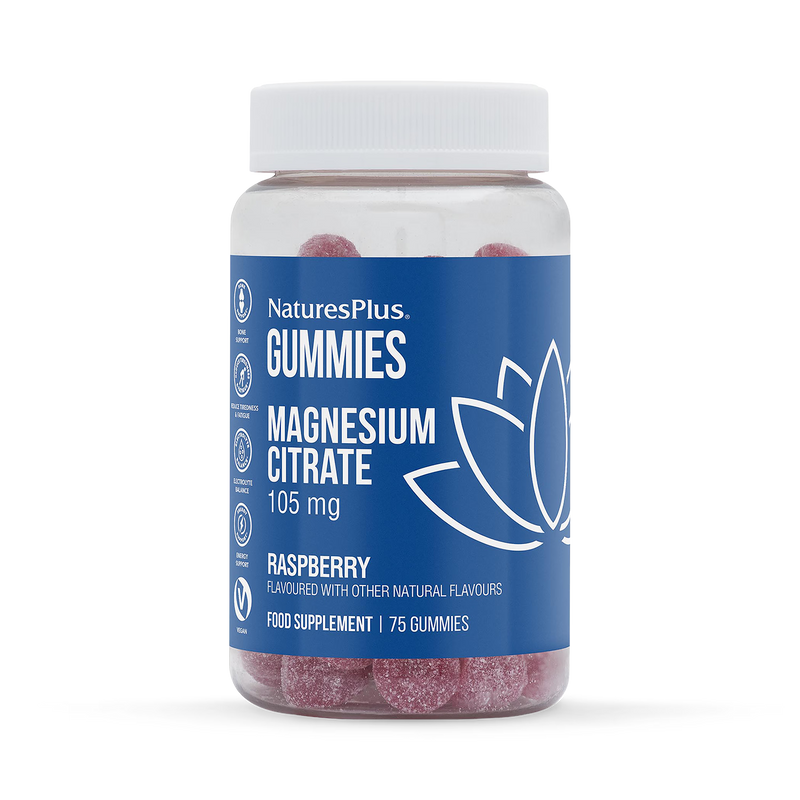 NaturesPlus Magnesium Citrate Gummies Raspberry 75 gummies, imported from the UK