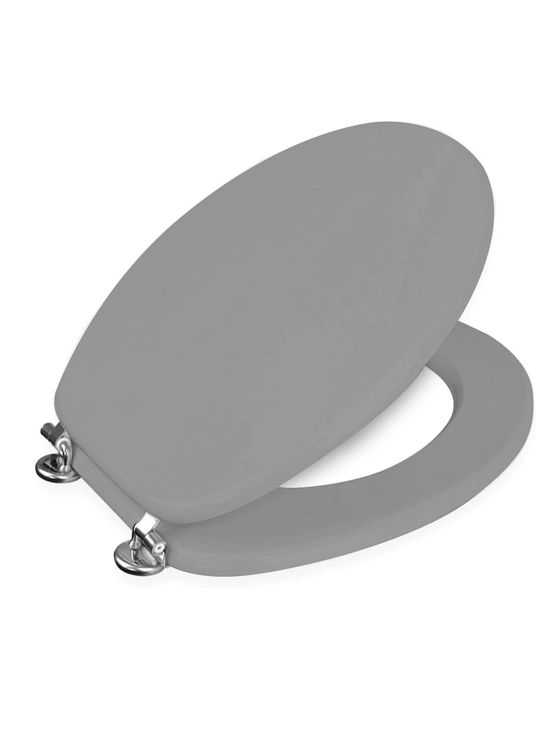 Showerdrape Grey Oxford wooden toilet seat, UK version
