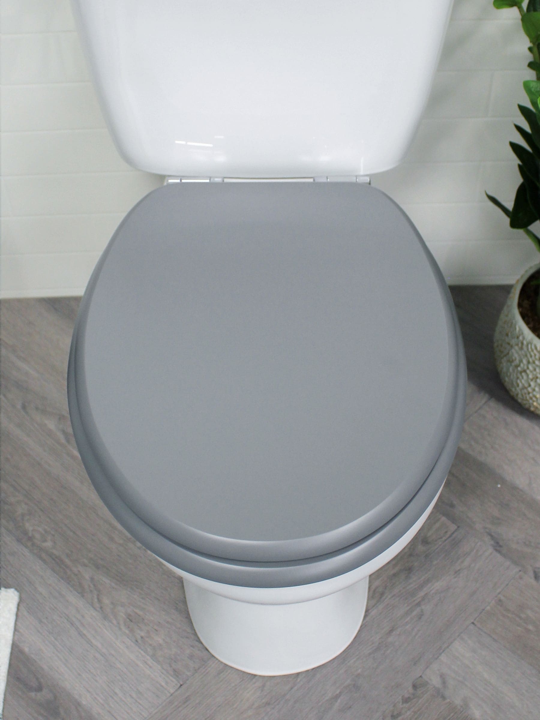 Showerdrape Grey Oxford Wooden Toilet Seat