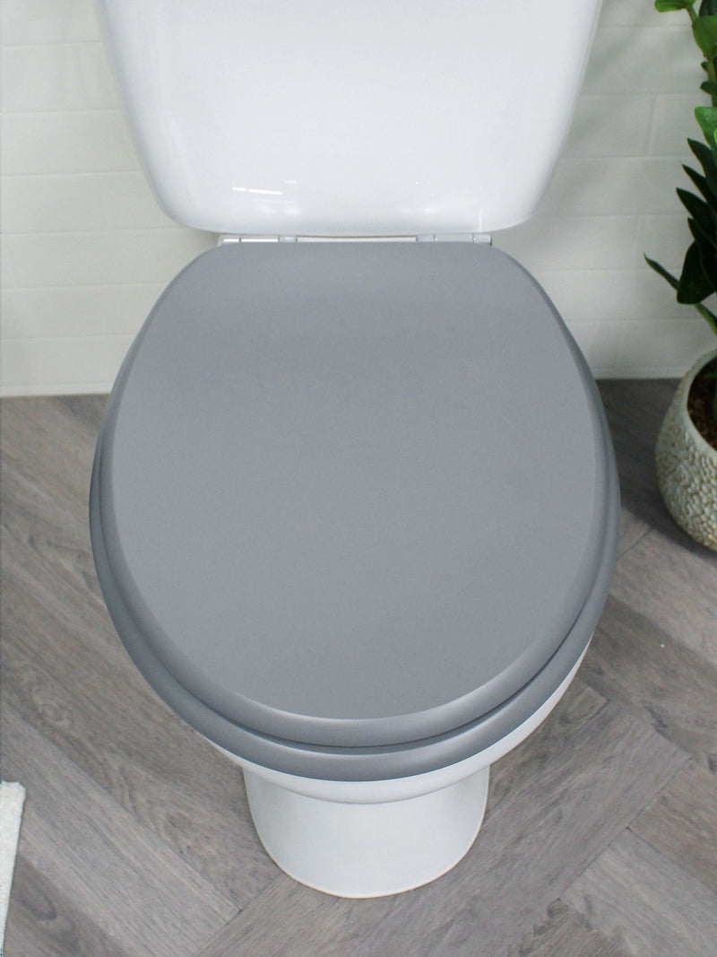 Showerdrape Grey Oxford Wooden Toilet Seat