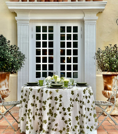 Harrods French Linen Ivy Print Round Tablecloth 260cm Diameter- Buy online at McGrocer