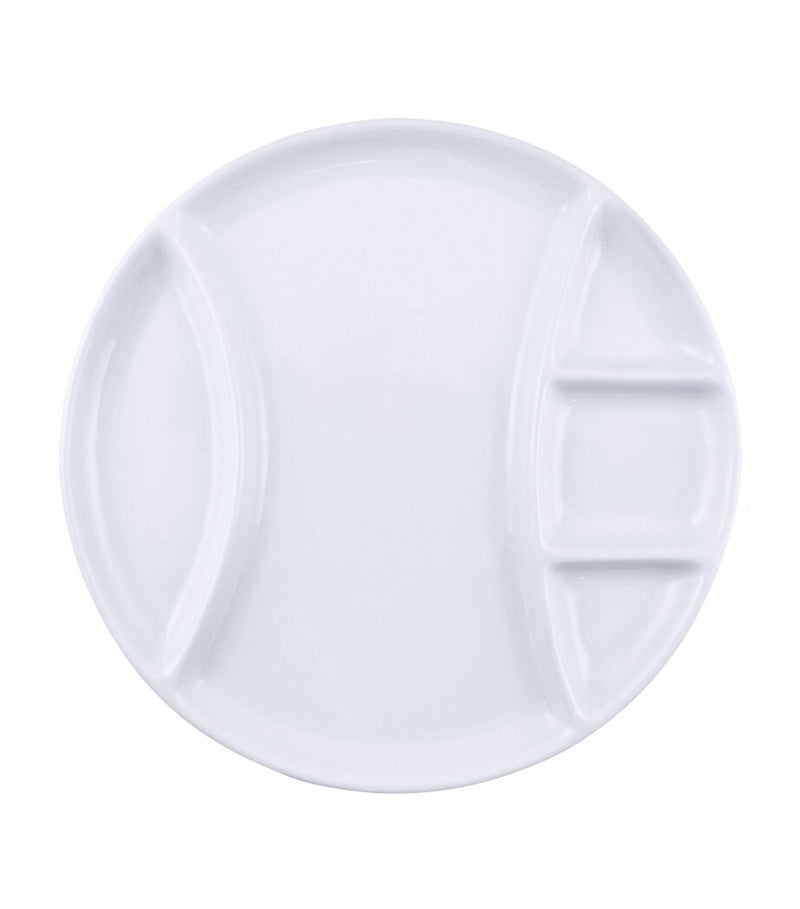 SWISSMAR ceramic fondue plates set of 4 with divided sections 26cm (British brand)