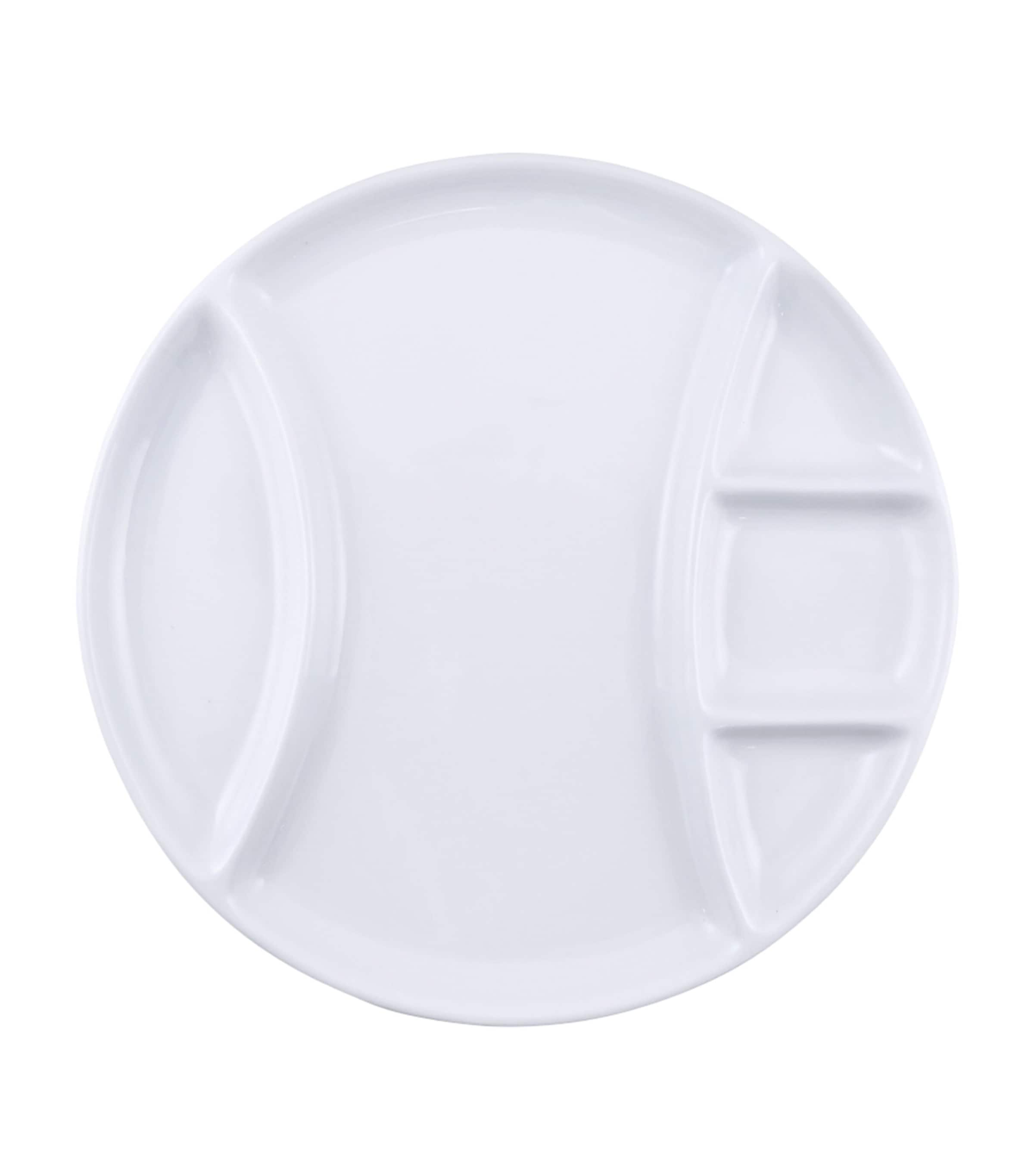 SWISSMAR ceramic fondue plates set of 4 with divided sections 26cm (British brand)