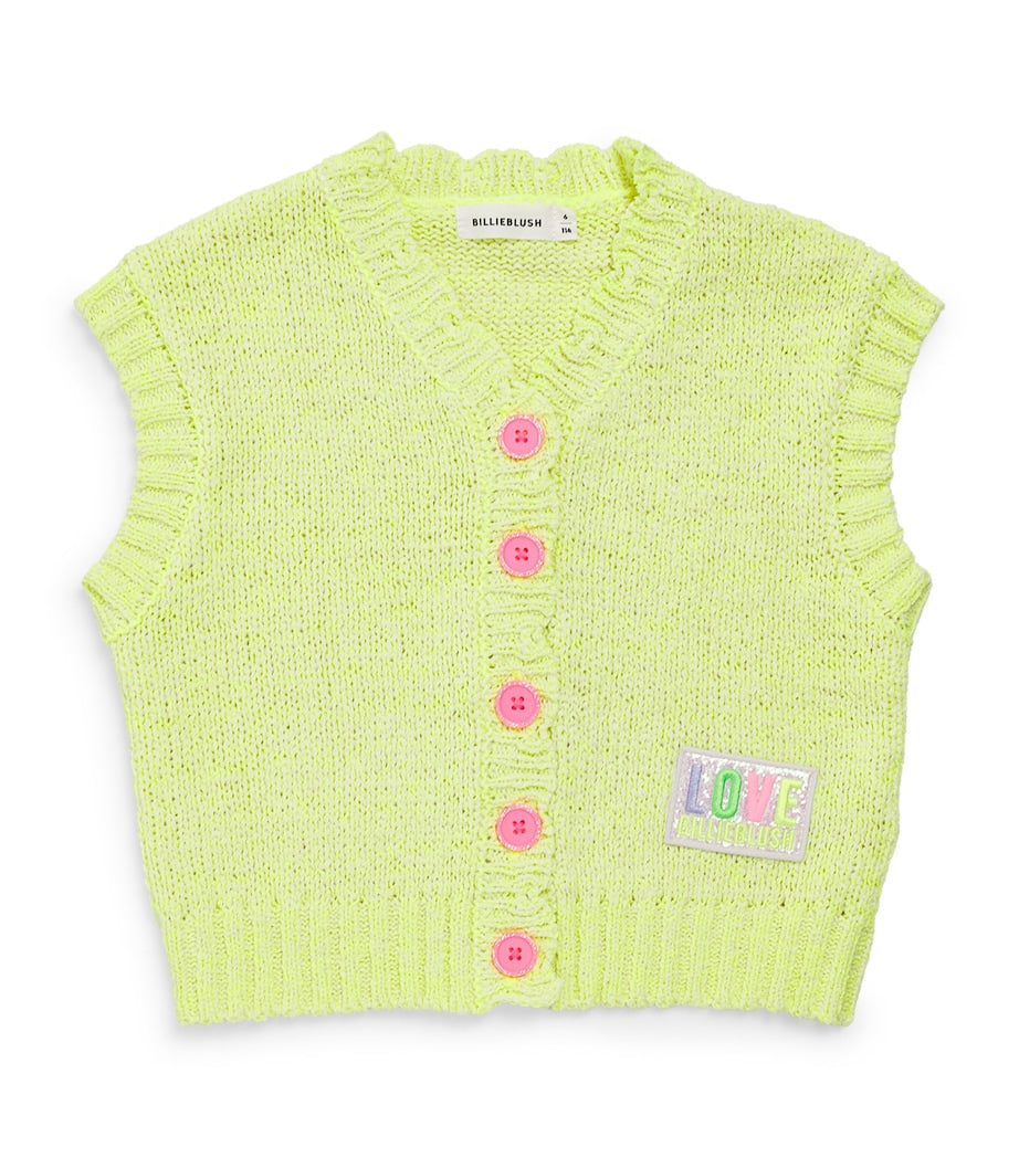 Billieblush knitted appliqué cardigan for children aged 2-12 years - British product