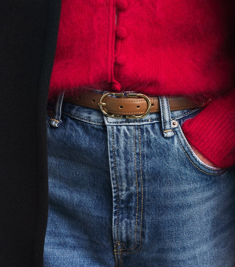Maje leather double buckle belt, 2cm wide, imported from the UK