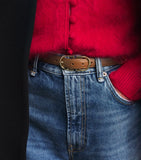 Maje leather double buckle belt, 2cm wide, imported from the UK