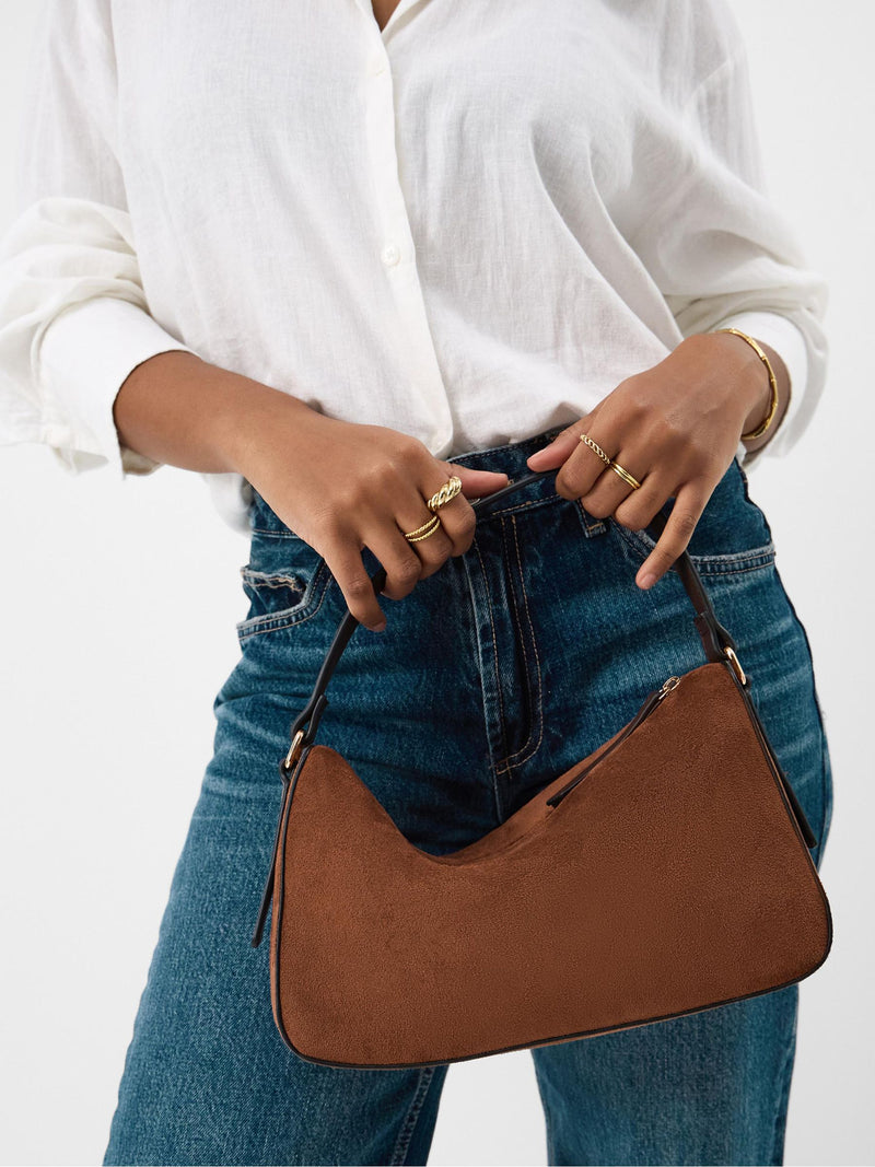 Accessorize brown faux suede handheld bag, imported from the UK