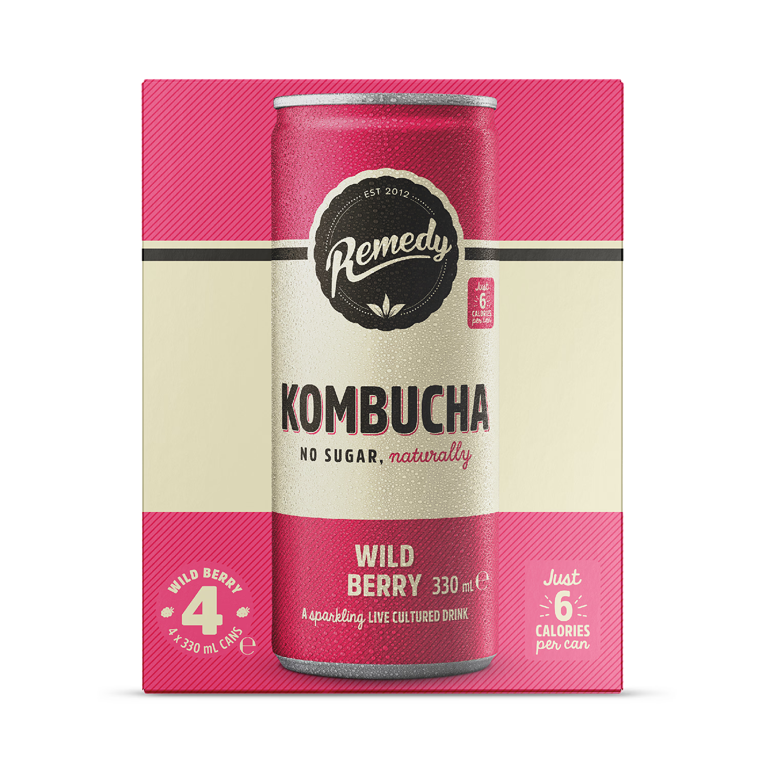 Remedy kombucha wild berry 4x330ml, imported from the UK
