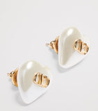 Valentino Garavani VLogo heart earrings in faux pearl and gold tone, imported from the UK