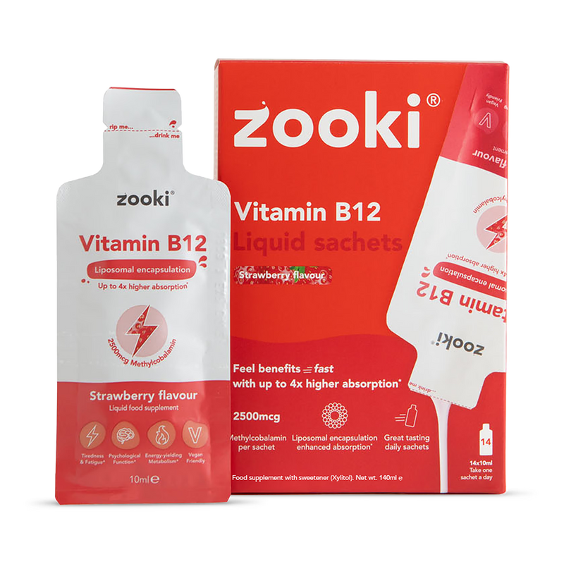 Zooki liposomal vitamin B12 strawberry sachets 14 pack - British product