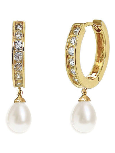 Next Crystal and Pearl Hoop Earrings with 3.2cm Drop and Hinged Fastening- Buy online at McGrocer