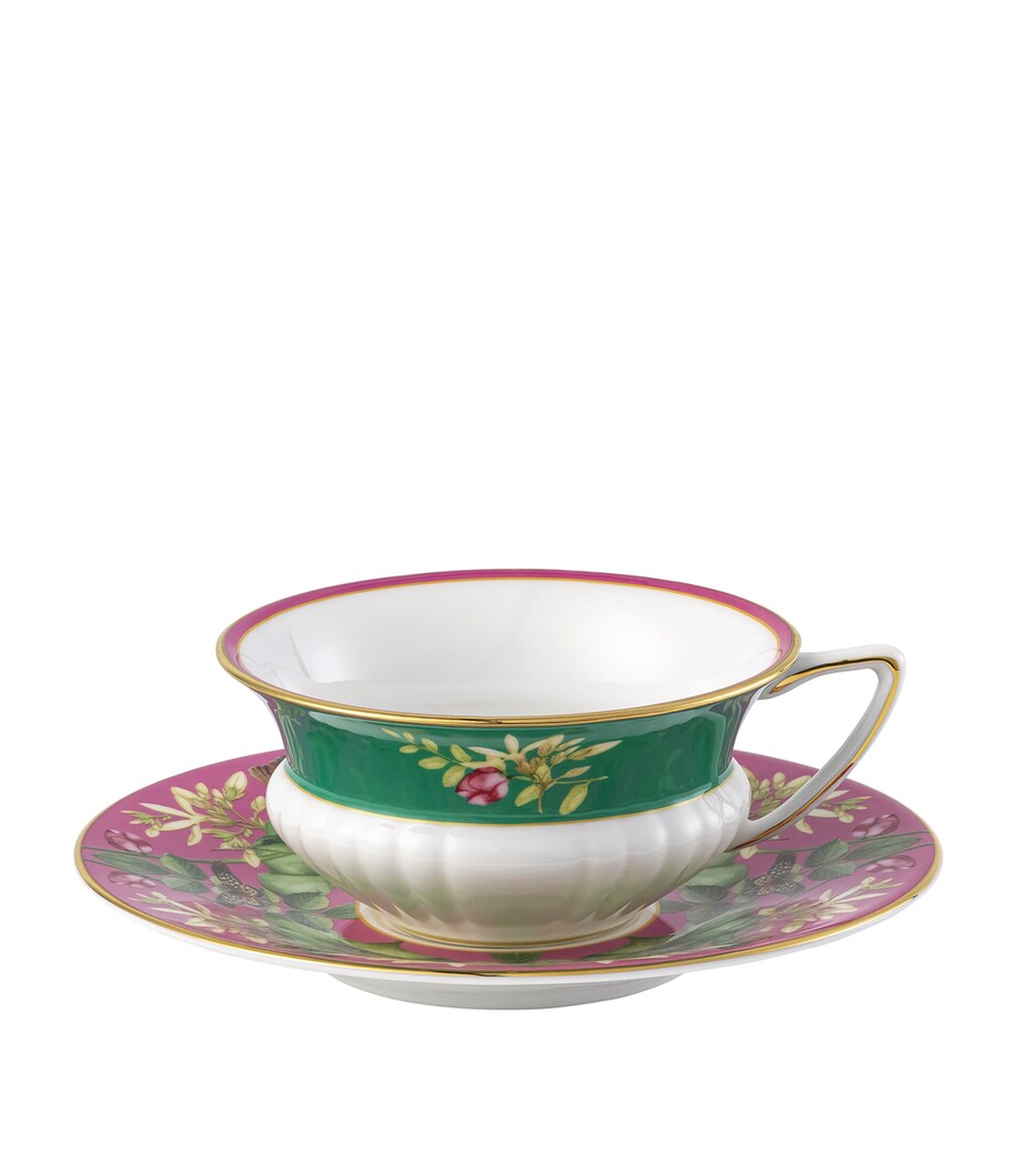 Wedgwood Pink Lotus teacup and saucer (British brand)