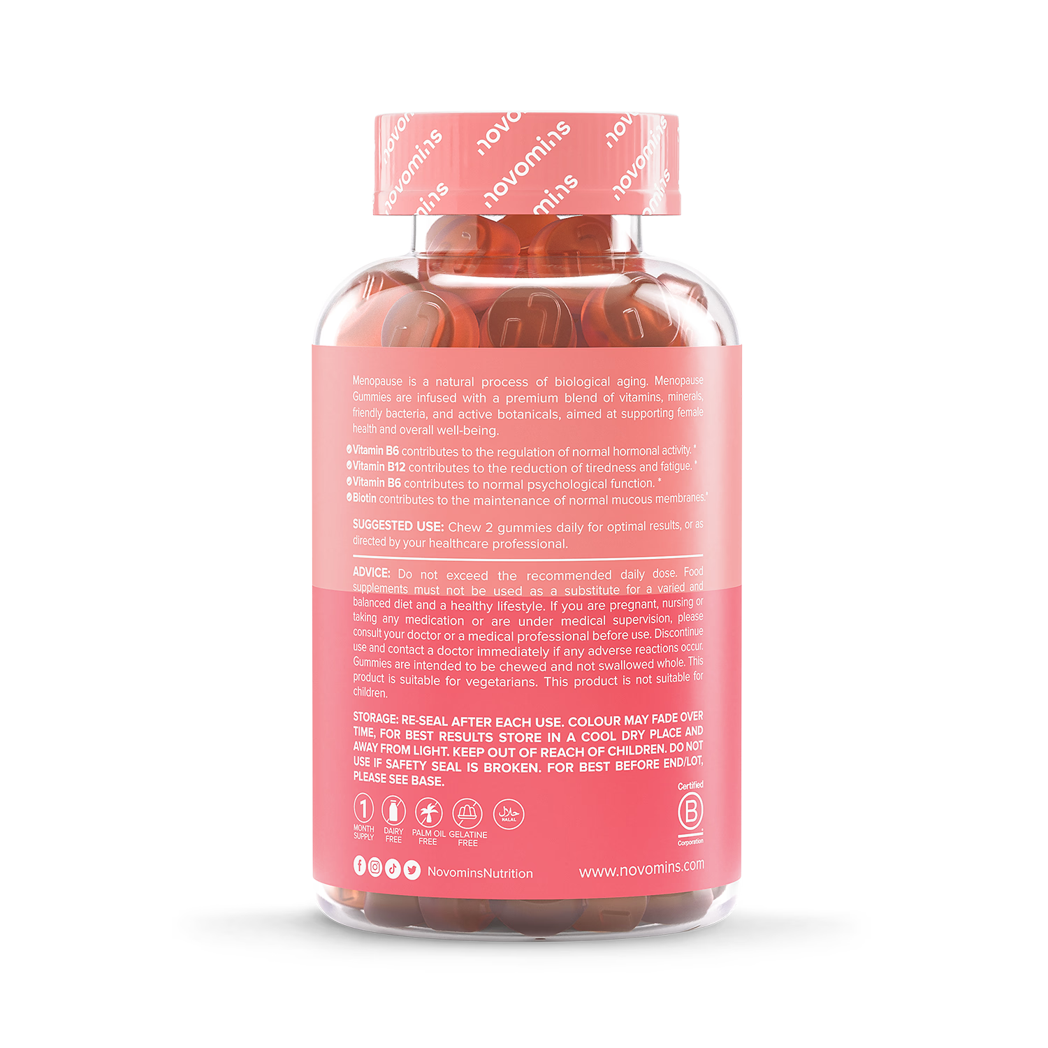 Novomins menopause strawberry gummies 60 count - British product