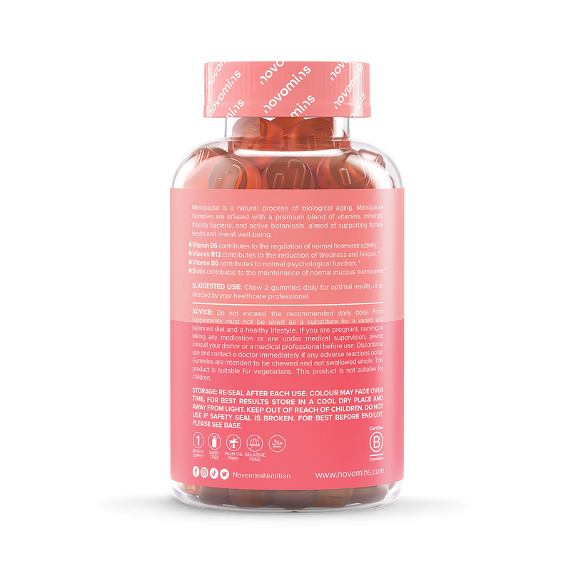 Novomins menopause strawberry gummies 60 count - British product