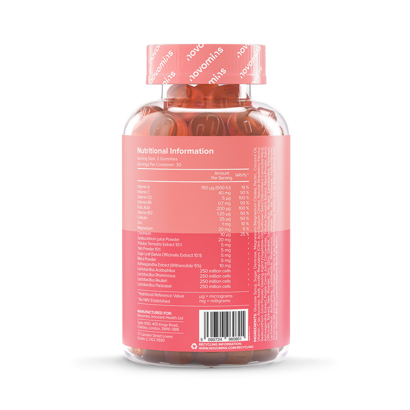 Novomins menopause strawberry gummies 60 count - British product