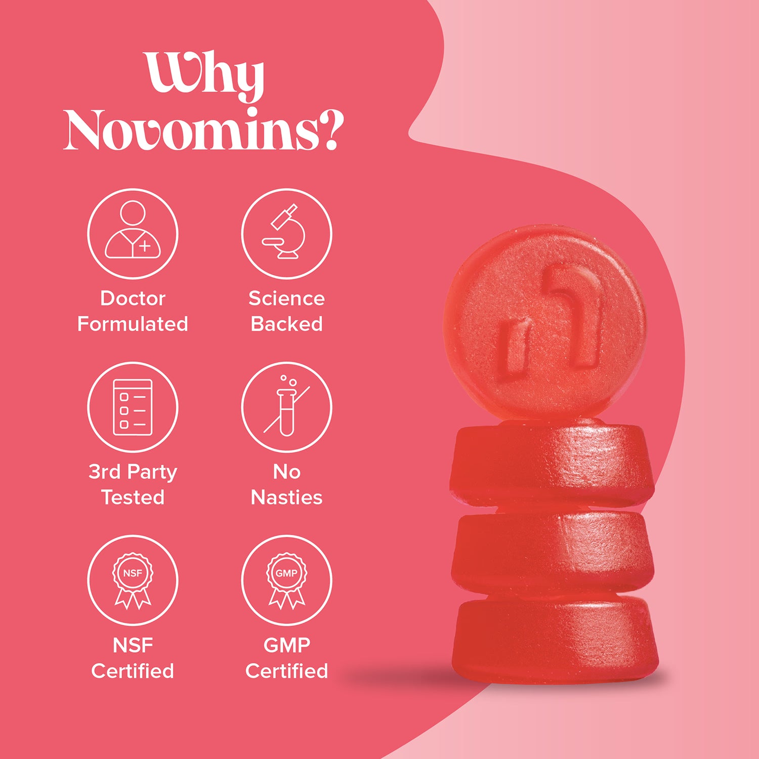 Novomins menopause strawberry gummies 60 count - British product