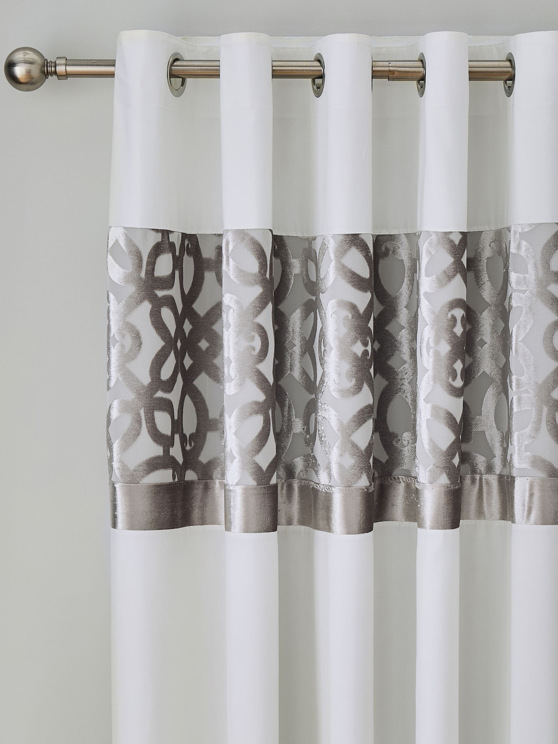 Catherine Lansfield natural lattice cut velvet curtains 167x182cm, imported from the UK