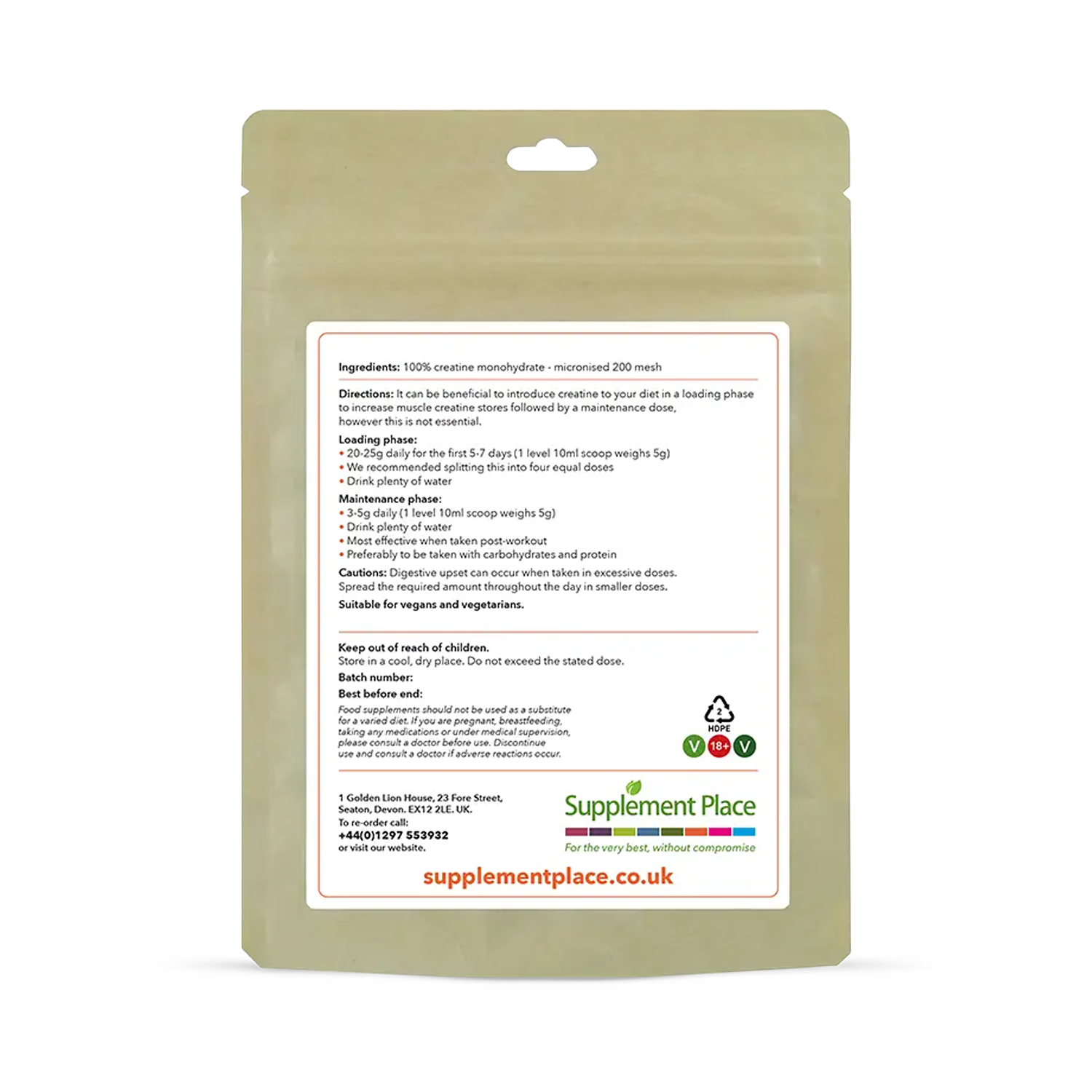 Supplement Place micronised creatine monohydrate powder 500g (British brand)