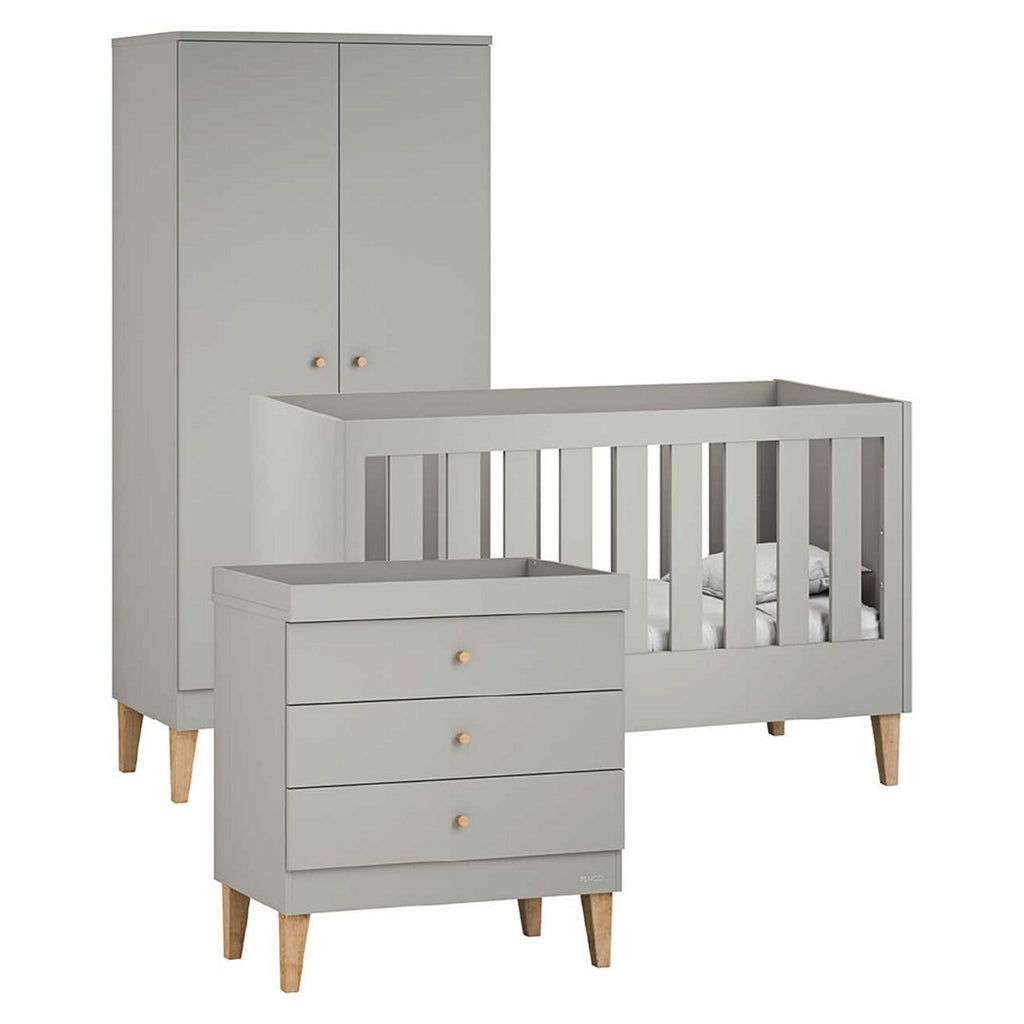 Venicci Saluzzo 3pc - Cot Bed, Chest, Wardrobe -Warm Grey