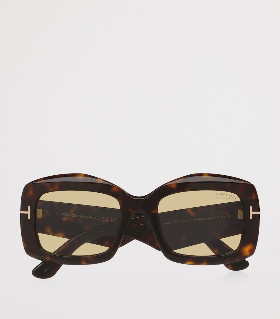 TOM FORD Venetia oversized acetate sunglasses with gold T detail, imported from the UK