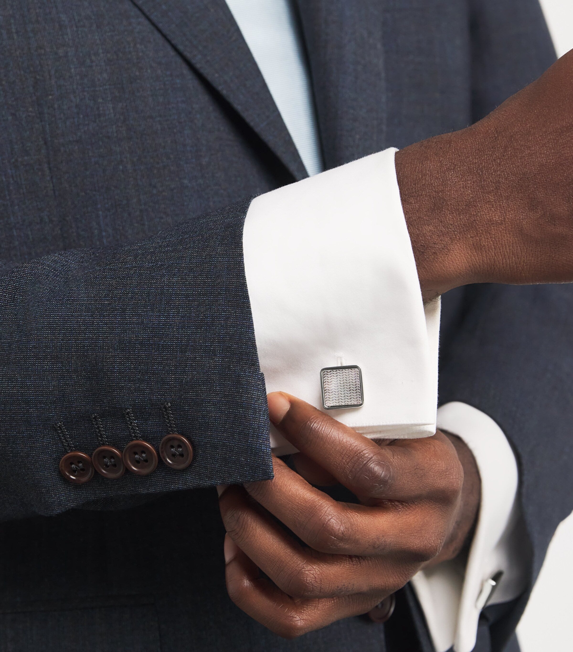 Babette Wasserman mother-of-pearl herringbone cufflinks, UK version