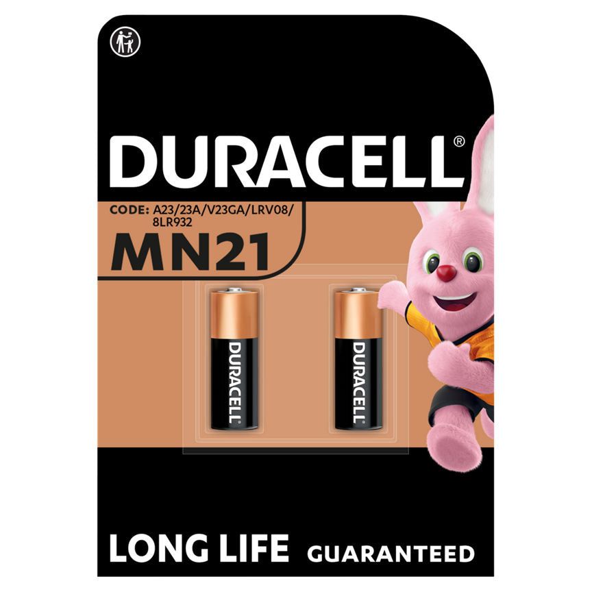 Duracell Specialty Alkaline MN21 Battery 12V, pack of 2 (A23 / 23A / V23GA / LRV08 / 8LR932)