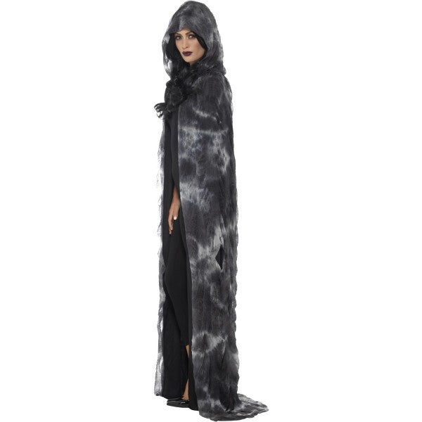 Smiffys Deluxe Spellbound Decayed Cape black grey tie-dye (British brand)