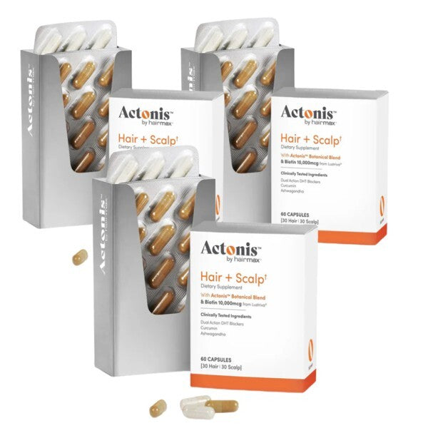 HairMax Actonis Triple Pack supplements for hair and scalp, UK version
