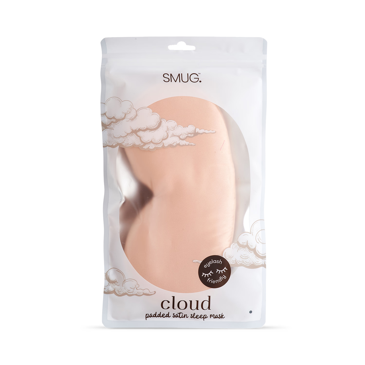Smug padded satin sleep mask in Caramel, imported from the UK