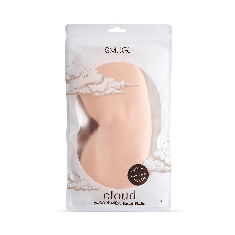 Smug padded satin sleep mask in Caramel, imported from the UK