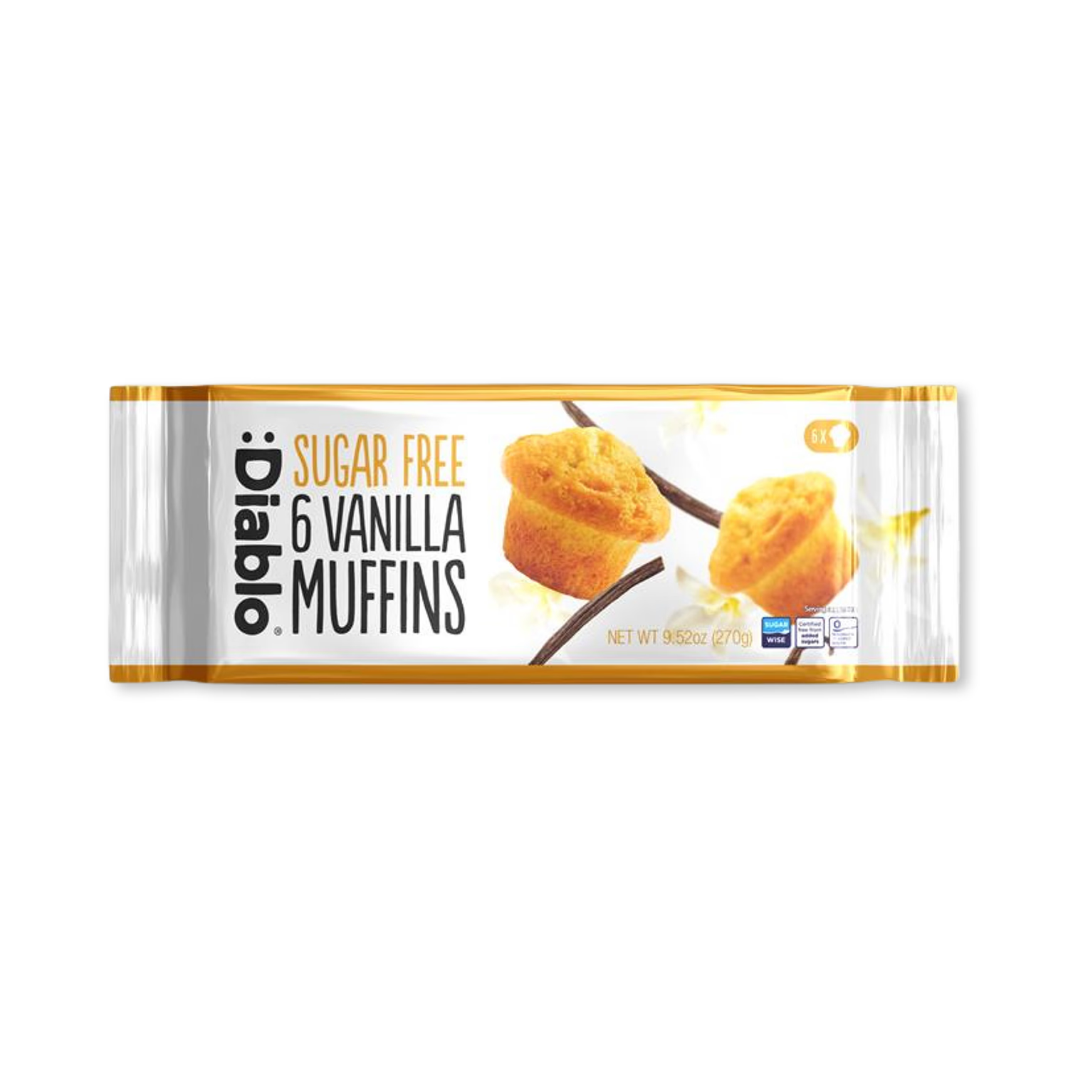 Diablo sugar free vanilla muffins 6 x 45g (British brand)