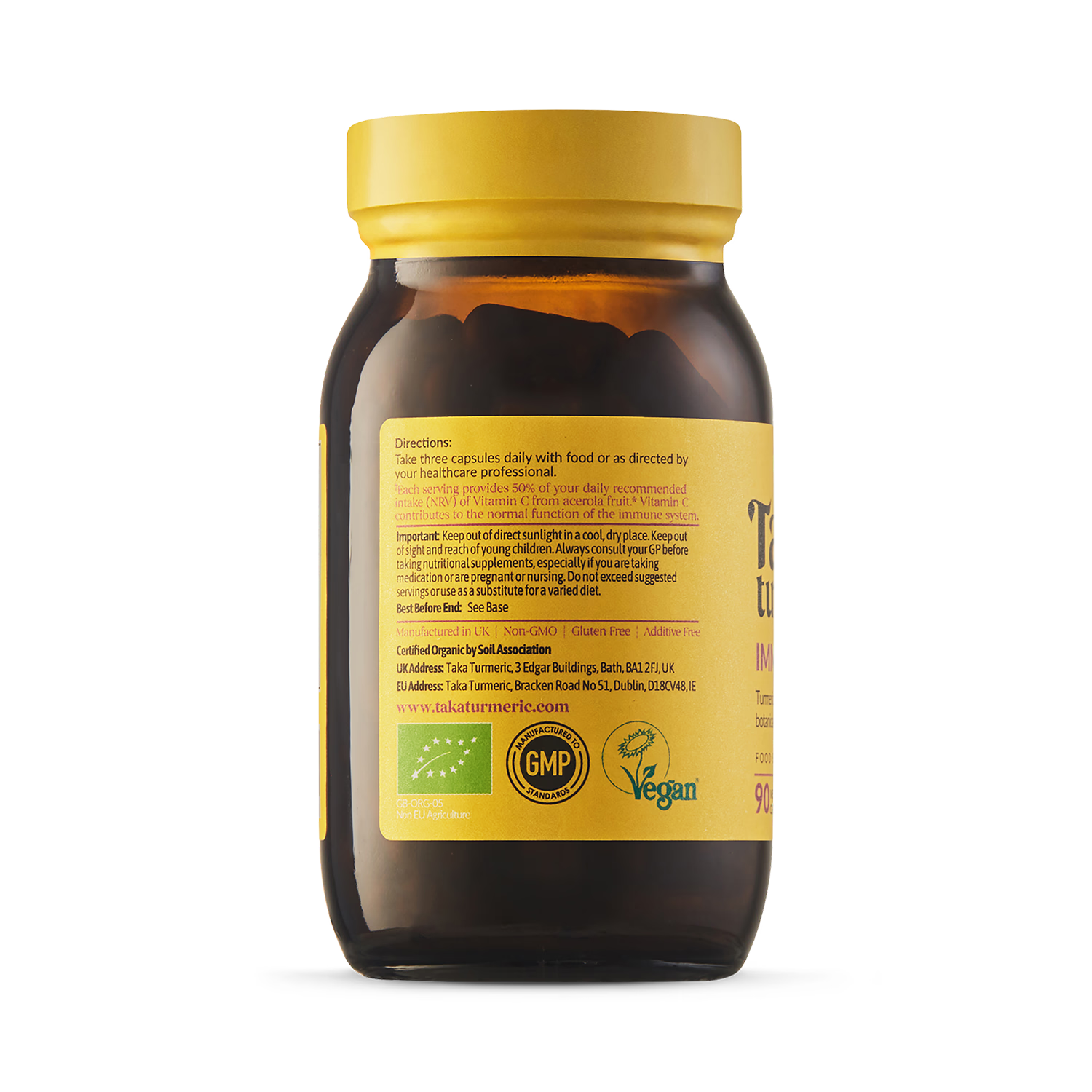 Taka Turmeric organic immune support 90 capsules, imported from the UK