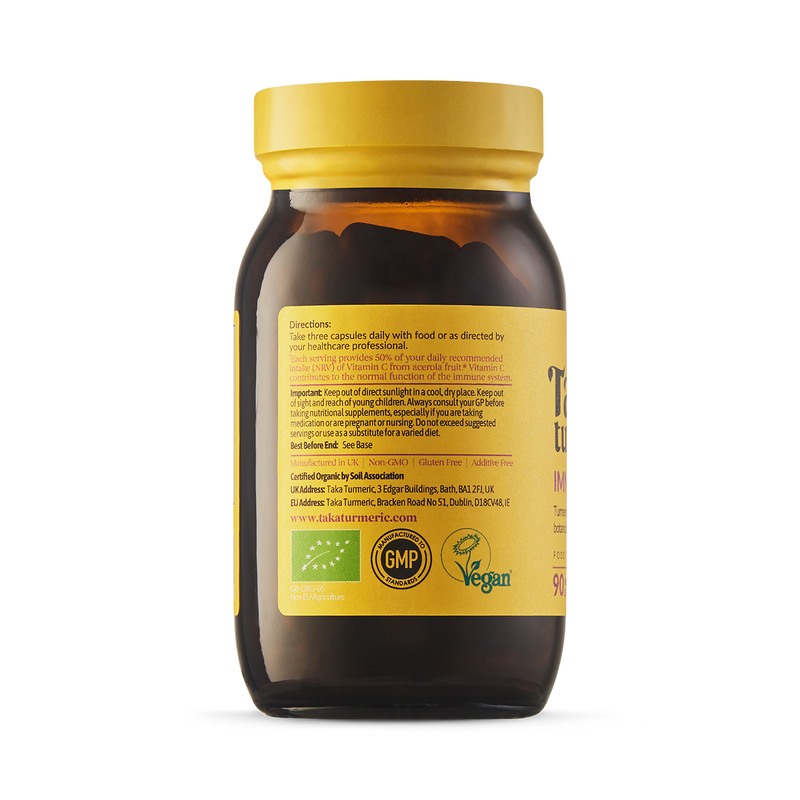 Taka Turmeric organic immune support 90 capsules, imported from the UK