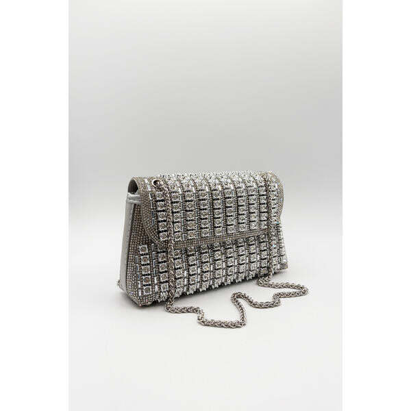 SVNX silver embellished clutch bag 21x14cm (British brand)