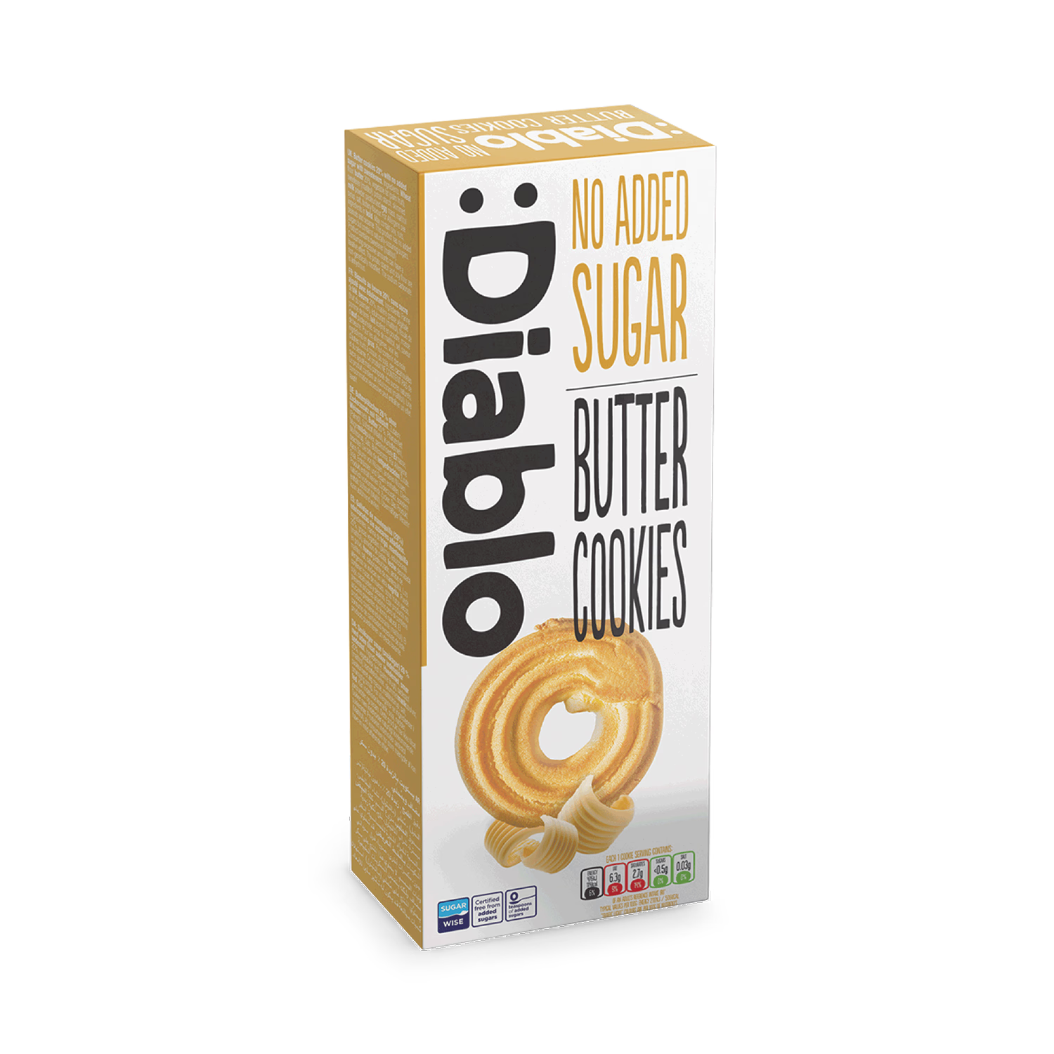 Diablo no added sugar butter cookies 135g (British brand)