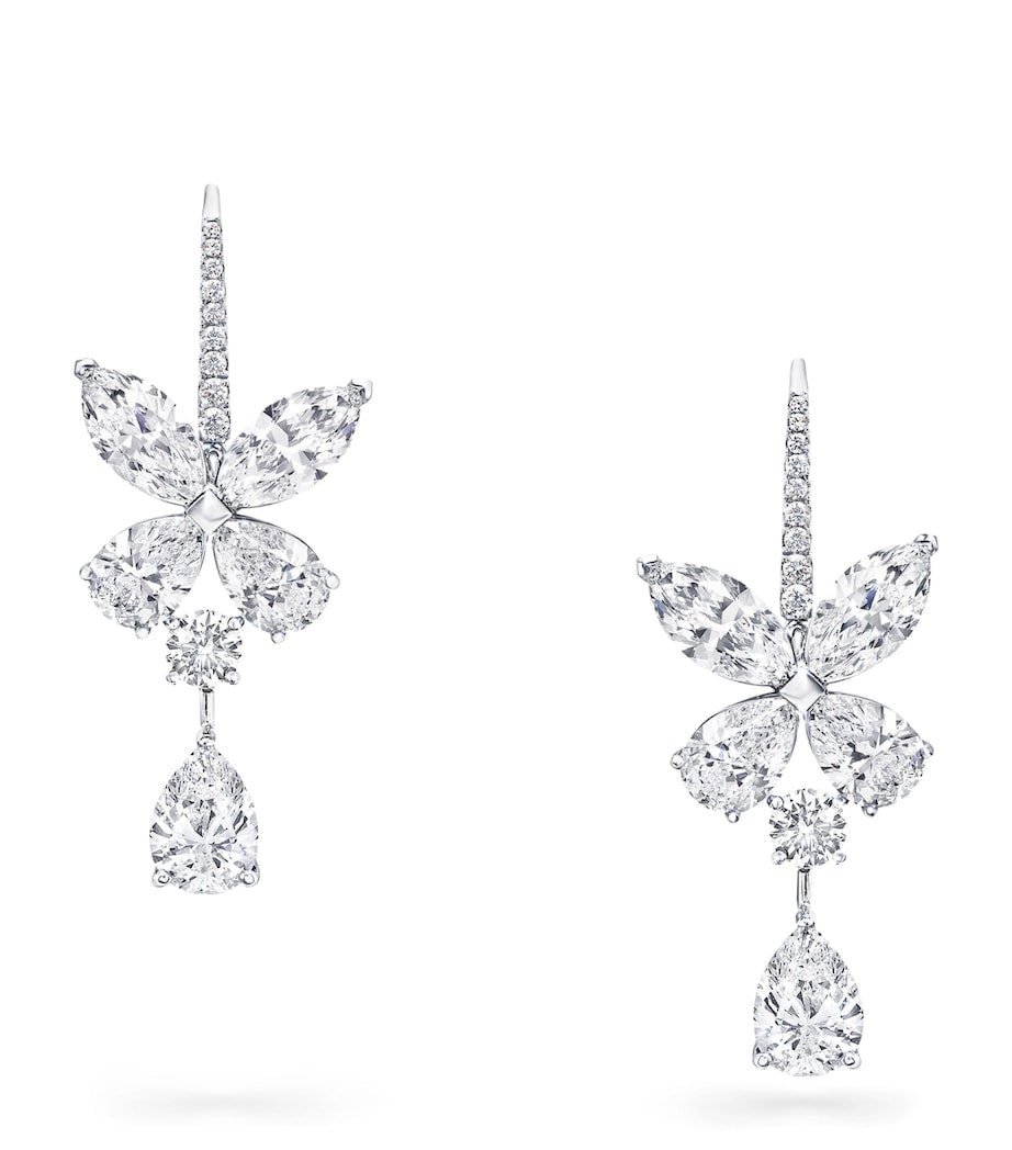 Graff butterfly drop earrings white gold diamonds, imported from the UK