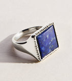 Bleue Burnham sterling silver lapis lazuli signet ring - British product